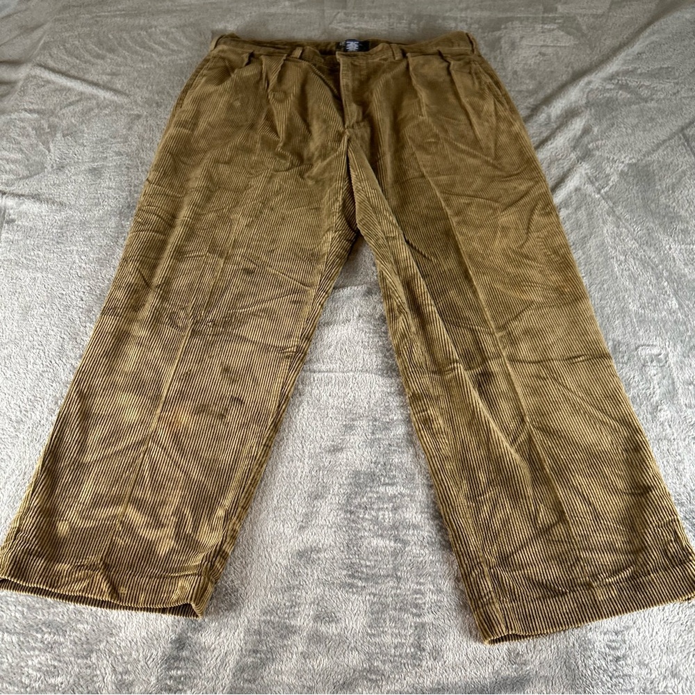 Vintage Polo Ralph Lauren Pants Mens 38x32 Green Corduroy Pleated Preppy Classic